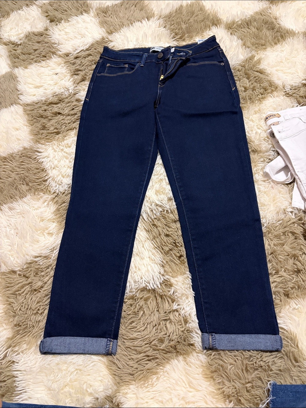 Classic Dark Blue Women's Mid-rise Skinny Leg Jeans